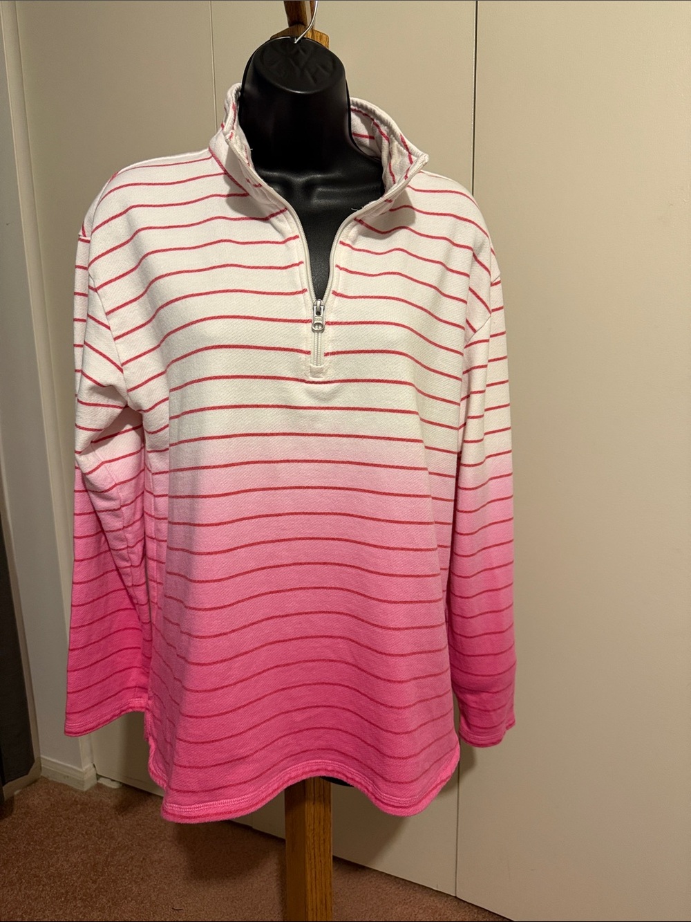 Talbots Wmn’s Pink Ombre Quarter-Zip top